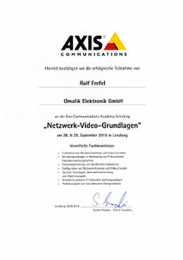 Axis Netzwerk Video Grundlagen Zertifikat